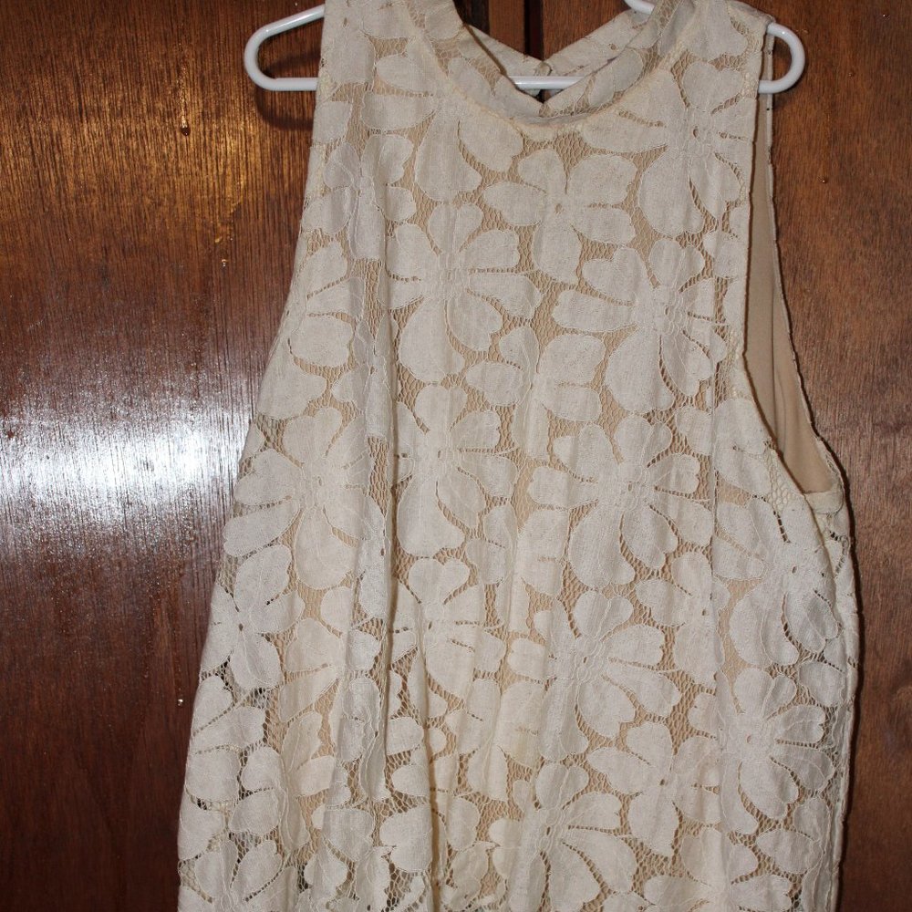 francesca's white mock neck lace blouse.